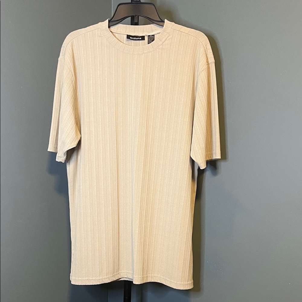 ❤️4/$25 Elliott Beige Ribbed Short Sleeve Tee